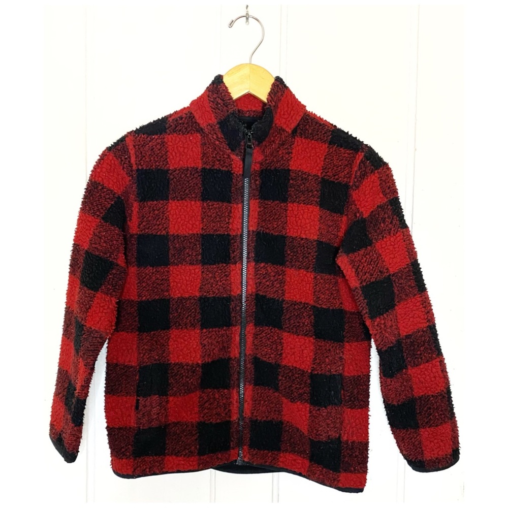 Amazon Essentials size girl’s L : holiday Sherpa fleece plaid fall winter jacket - Picture 2 of 8